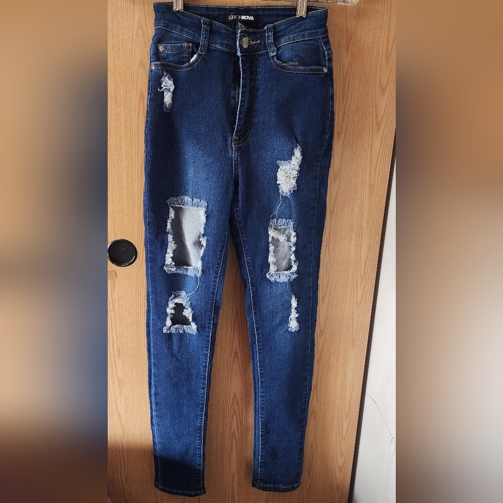 Distressed Blue Jeans